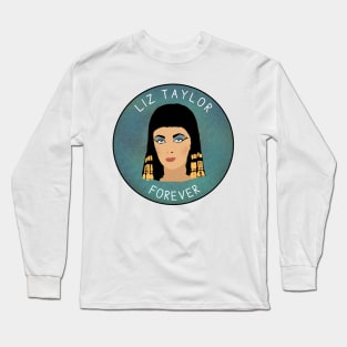 Liz Taylor Forever - Elizabeth Taylor Tribute Design, Textured Blue Background Long Sleeve T-Shirt